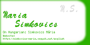 maria simkovics business card